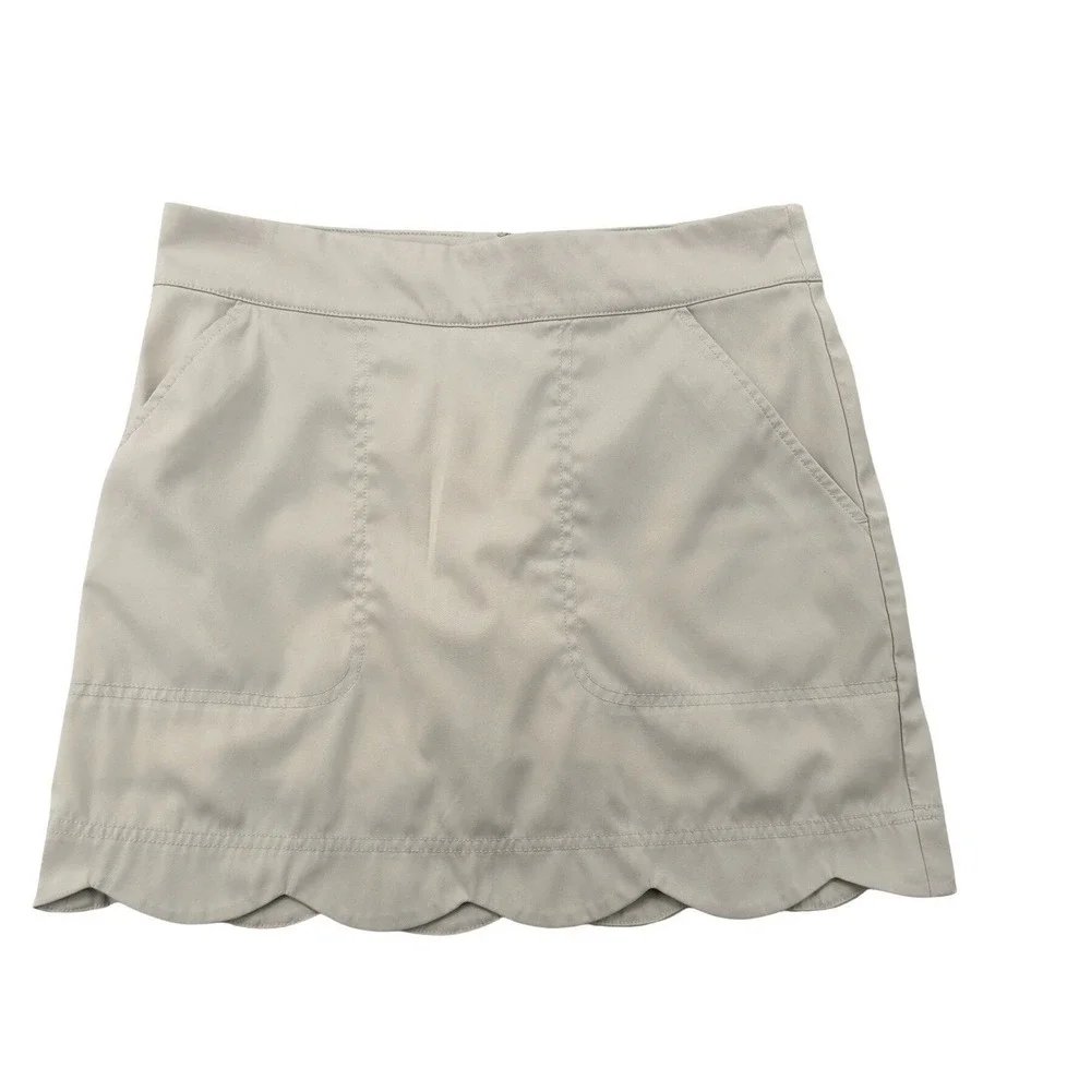 Vineyard Vines Skort Womens 2 Tan Excellent Scalloped Hem Golf Tennis 2R0351